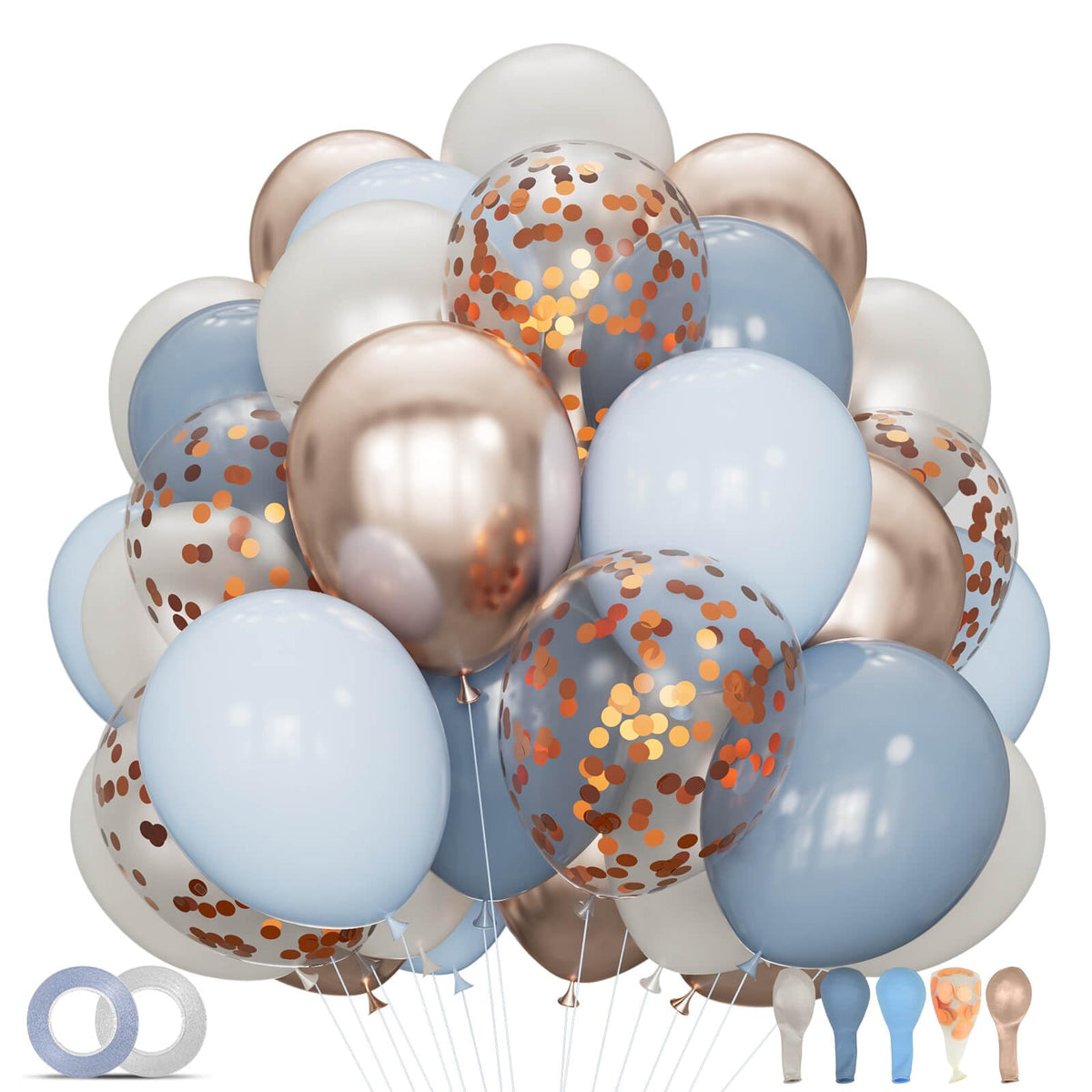 68-Piece 12-Inch Balloon Kit with Ribbons for Parties