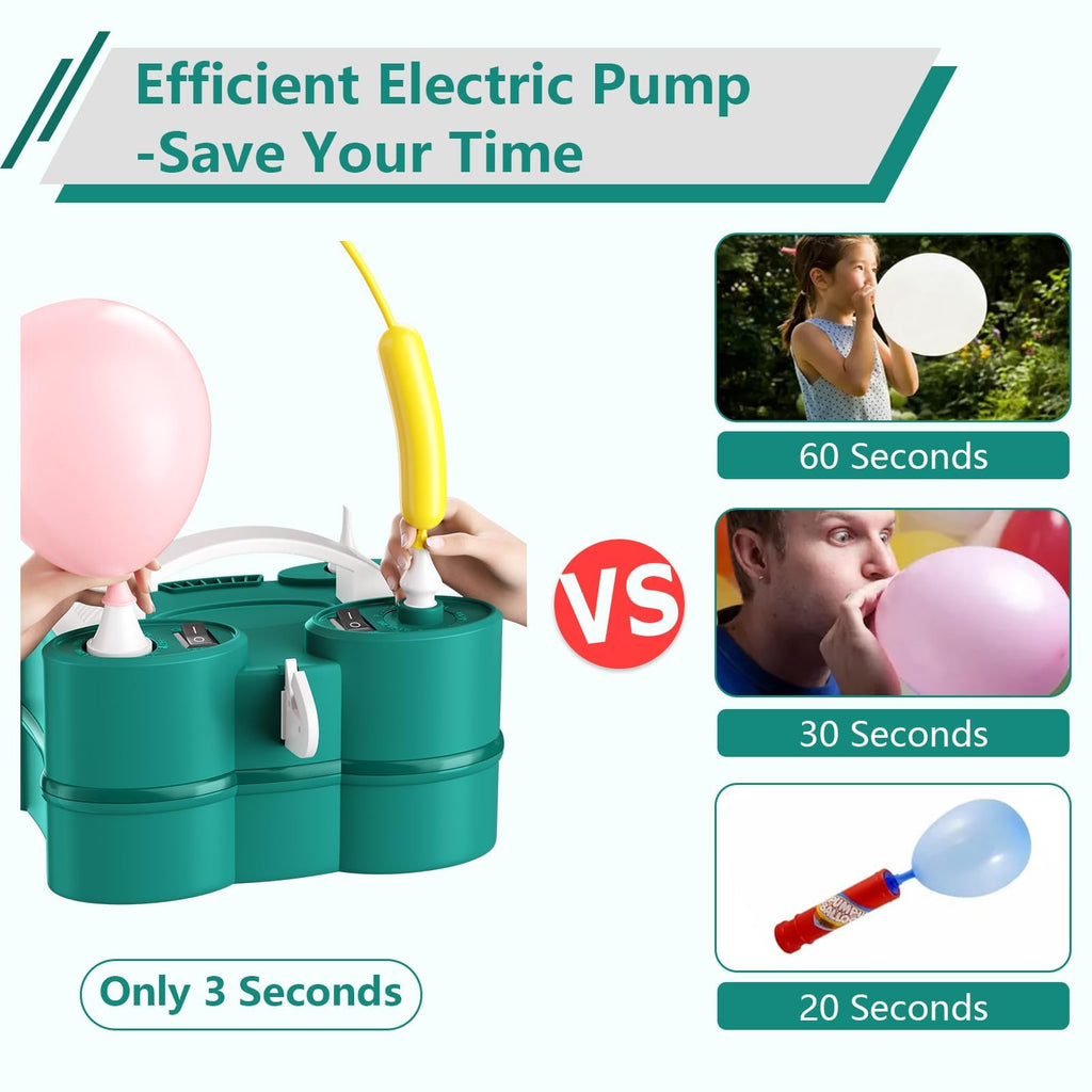 Electric Balloon Pump & Balloon Set with Dual Nozzles