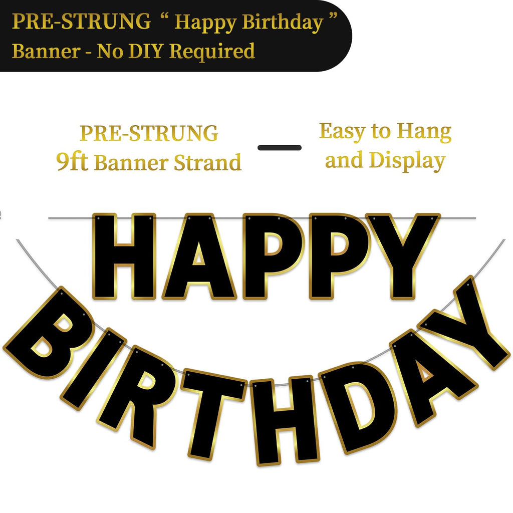 Pre-Strung Happy Birthday Banner for Party Decorations