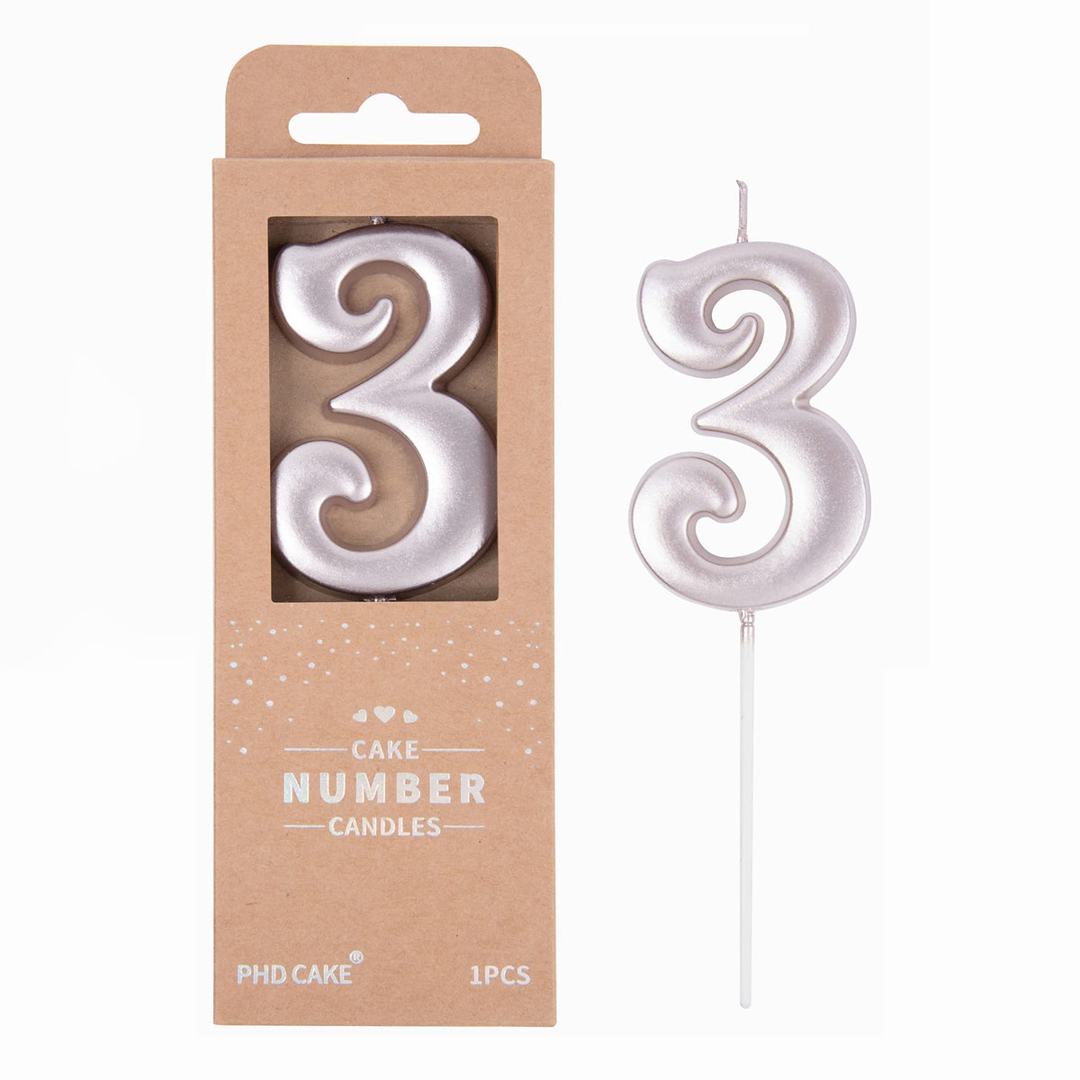 Large Elegant Number Candle for Birthday Cake Celebrations