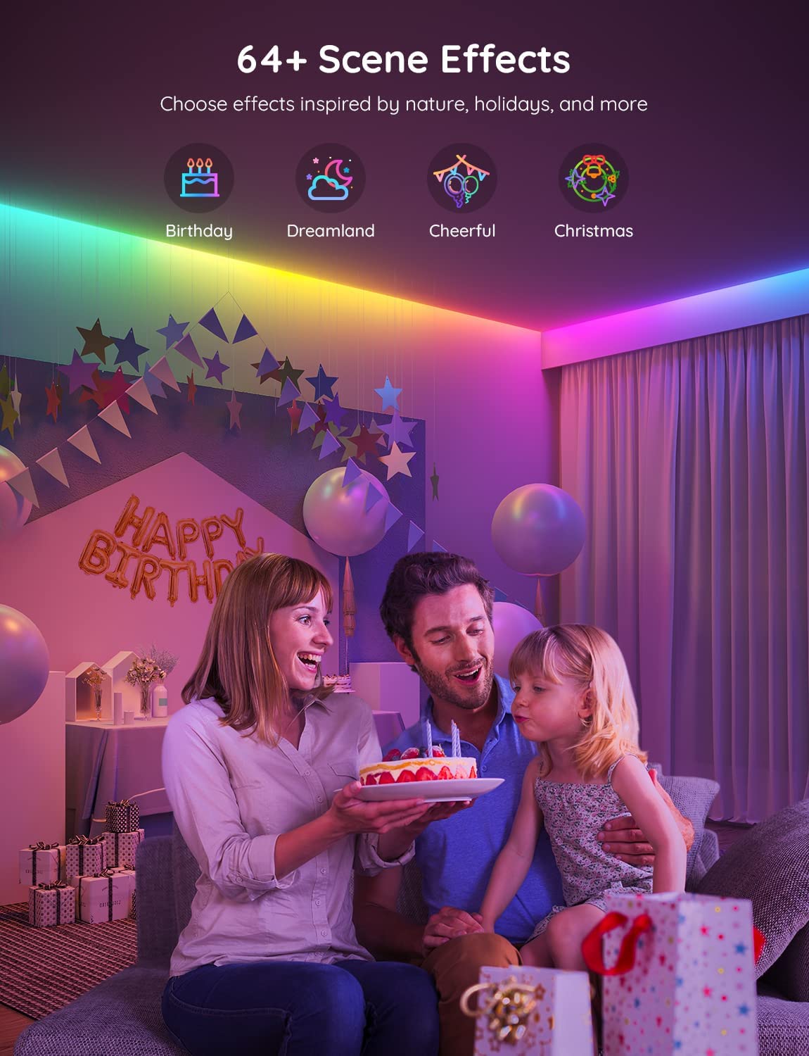 Smart RGBIC LED Strip Lights with Bluetooth Control