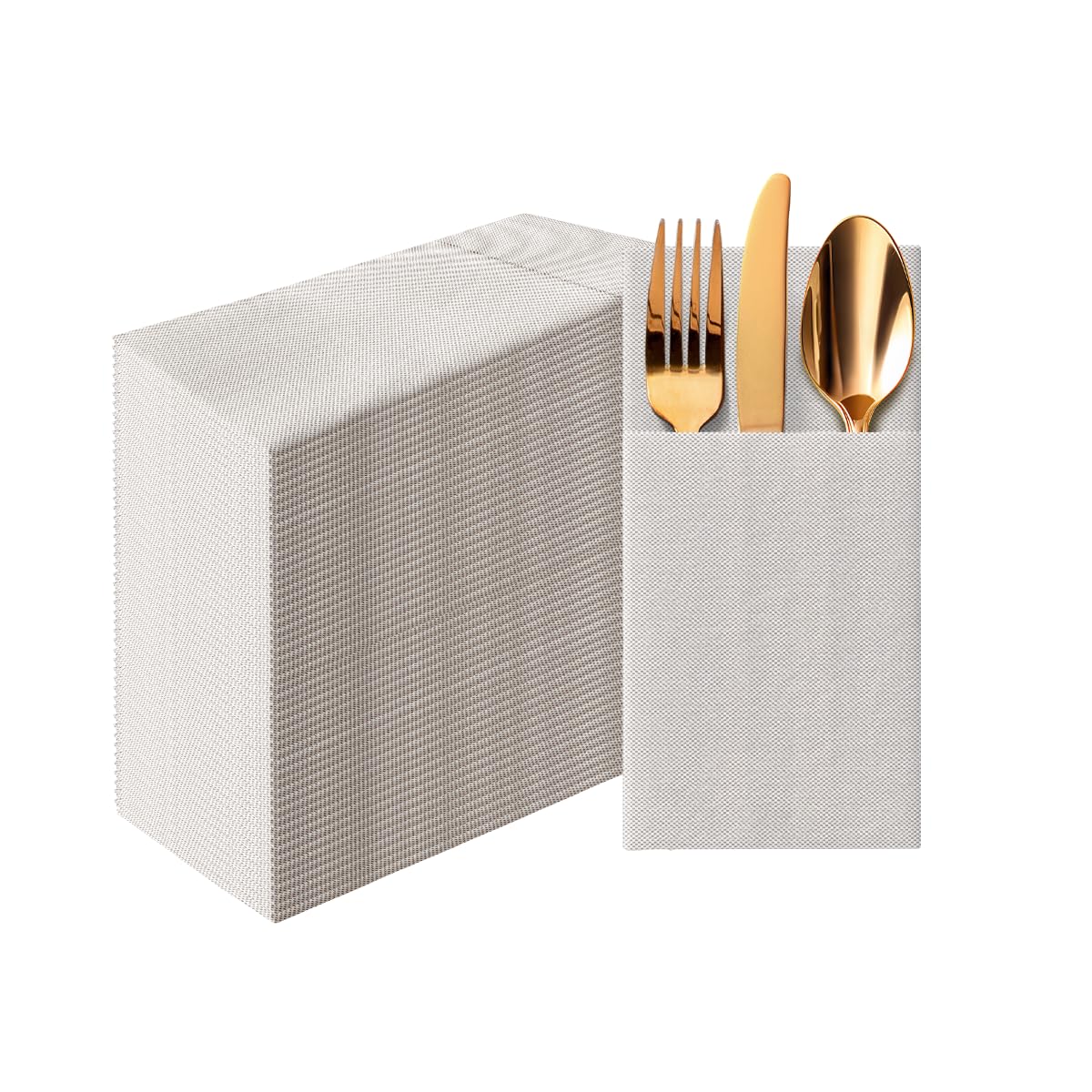 Linen-Feel Pre-Folded Napkins with Flatware Pockets