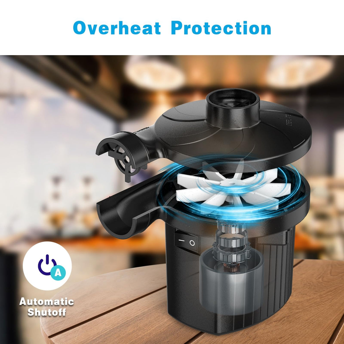 Portable Quick-Fill Air Pump with 3 Nozzles for Inflatables