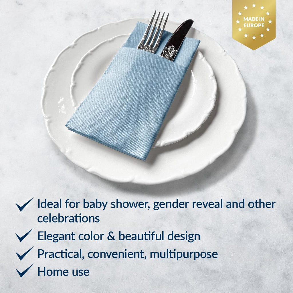 PAW - Linen Feel Napkins with Built-in Flatware Pocket, Airlaid Paper Pre-Folded Napkins