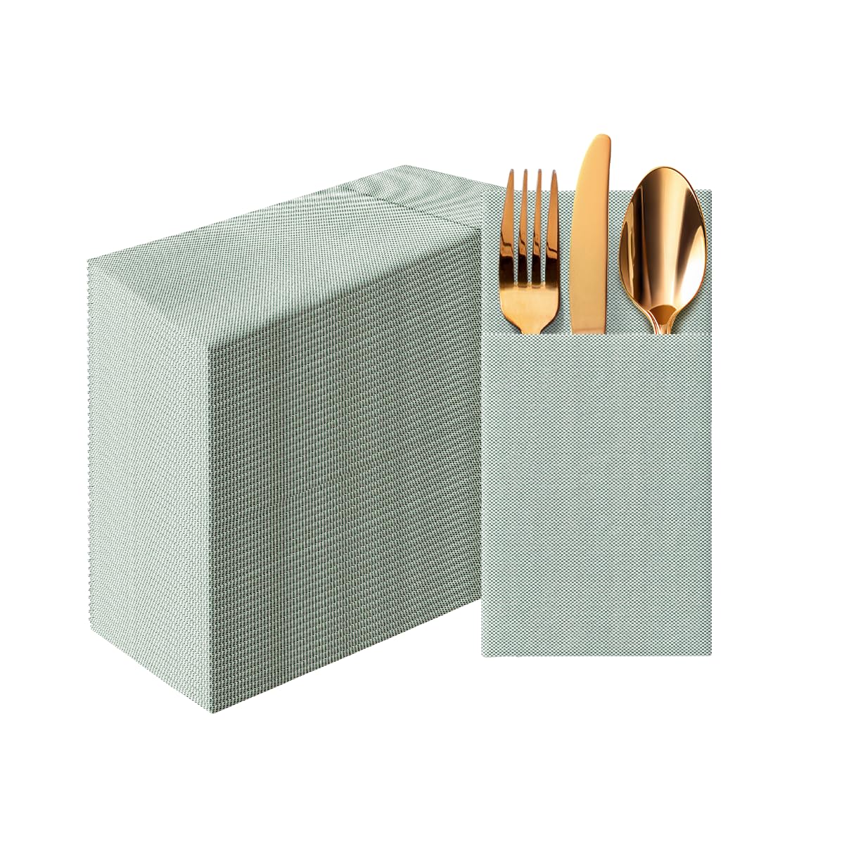 Linen-Feel Pre-Folded Napkins with Flatware Pockets