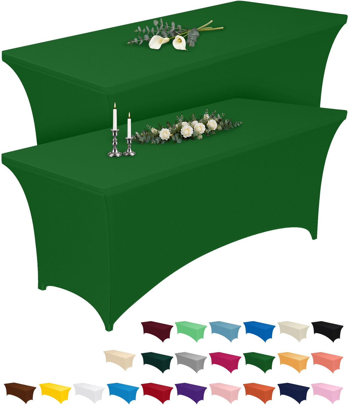 2-Pack Fitted Spandex Tablecloths for Parties & Events