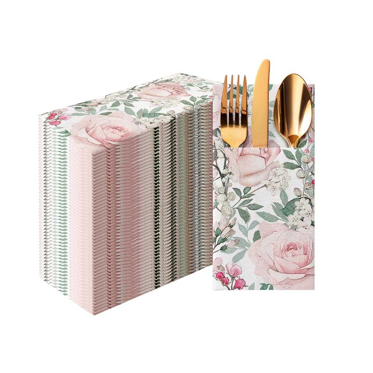 Linen-Feel Pre-Folded Napkins with Flatware Pockets