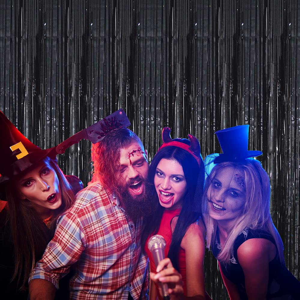 Metallic Tinsel Fringe Backdrop Curtain for Party Events