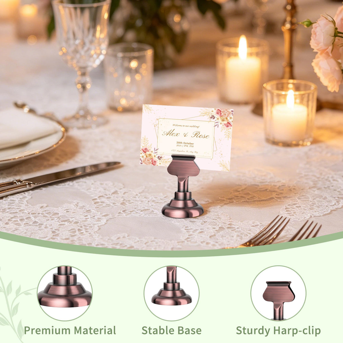 16-Piece Gold Table Card Holders for Weddings & Events