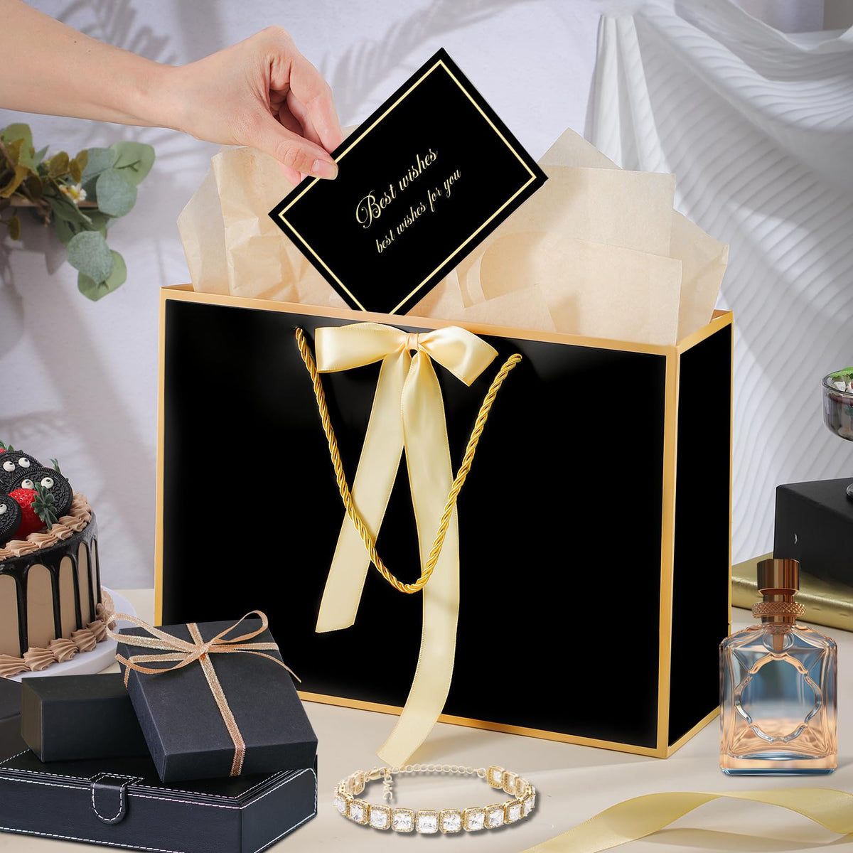 2-Piece Medium Gift Bag Set with Tissue Paper & Cards