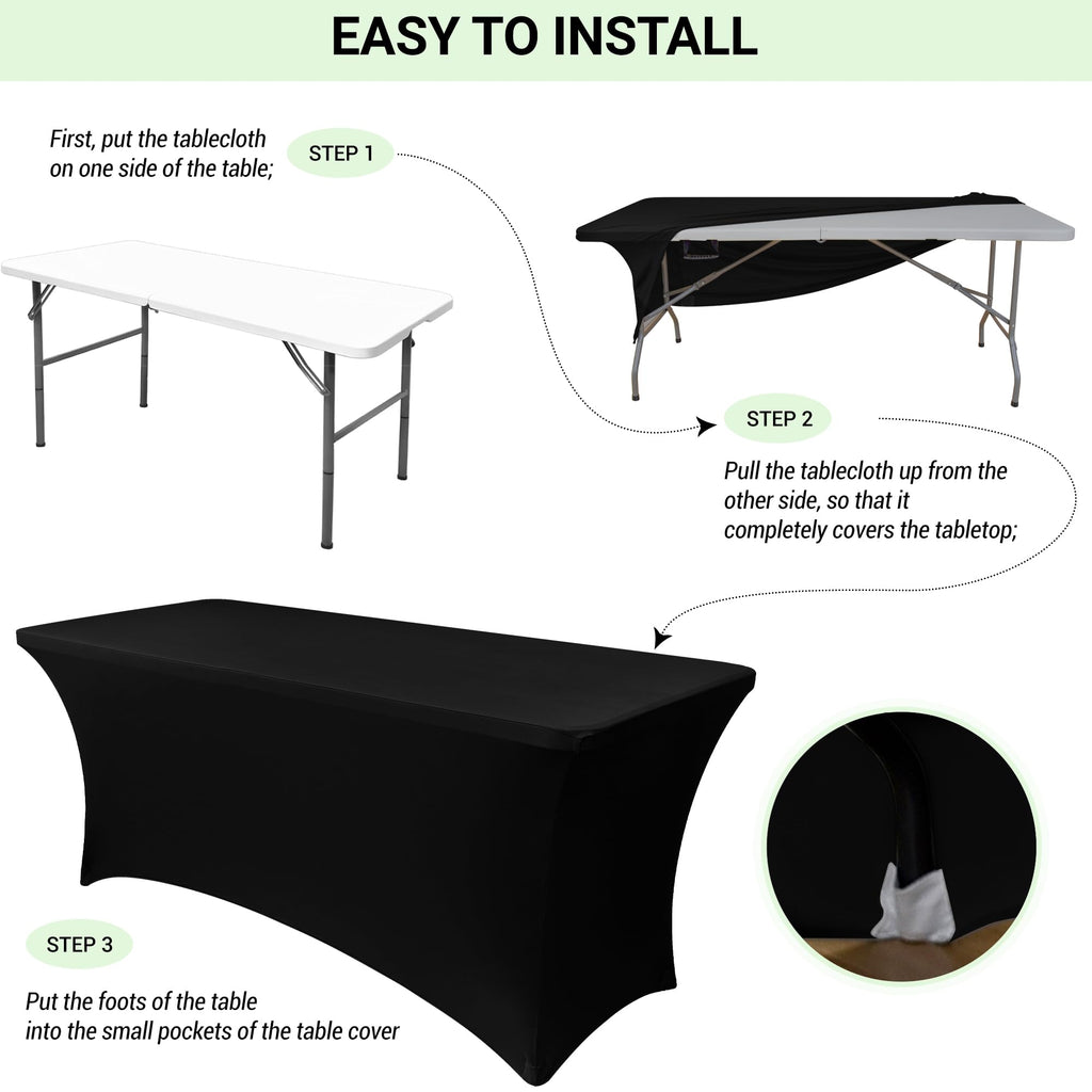 Obstal Stretch Spandex Table Cover for Standard Folding Tables - Universal Rectangular Fitted Tablecloth Protector for Wedding, Banquet and Party