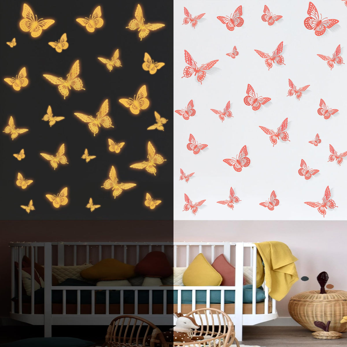 48-Piece 3D Butterfly Wall Sticker Set for Party Decor
