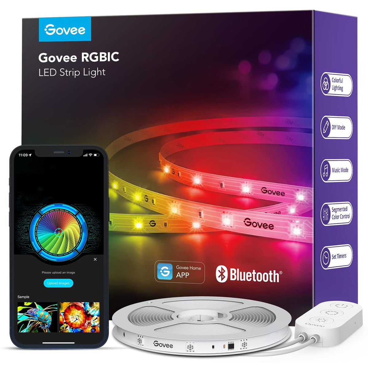 Smart RGBIC LED Strip Lights with Bluetooth Control