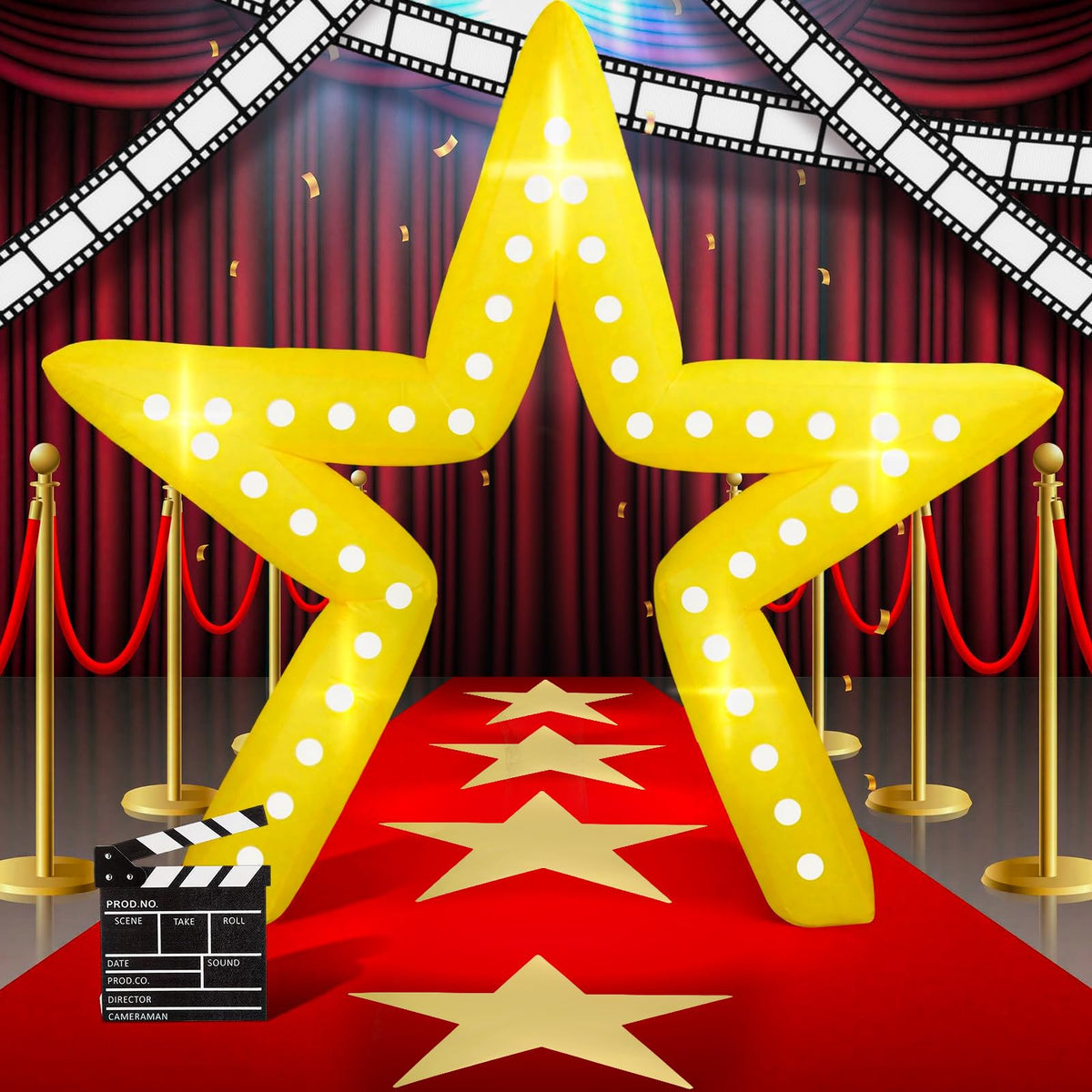 28-Piece Movie Night Inflatable Star Arch & Red Carpet Kit