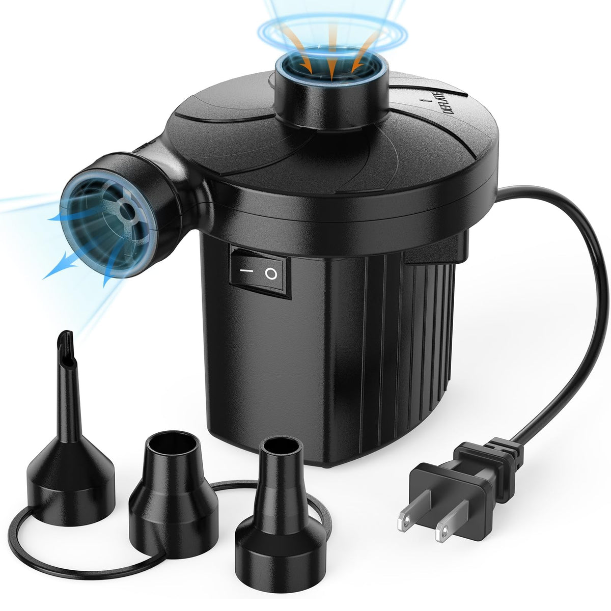 Portable Quick-Fill Air Pump with 3 Nozzles for Inflatables