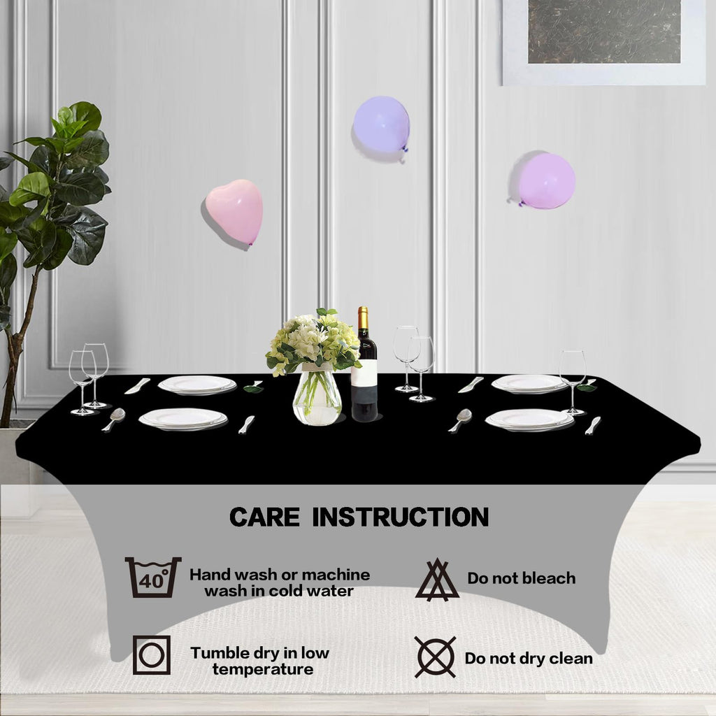 6-Foot Stretch Black Table Cover for Parties & Events