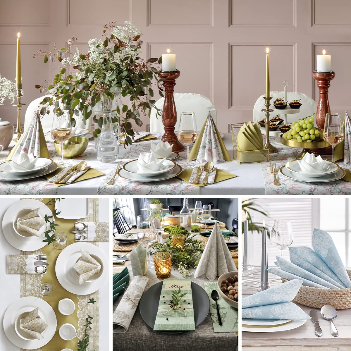 PAW - Linen Feel Napkins with Built-in Flatware Pocket, Airlaid Paper Pre-Folded Napkins