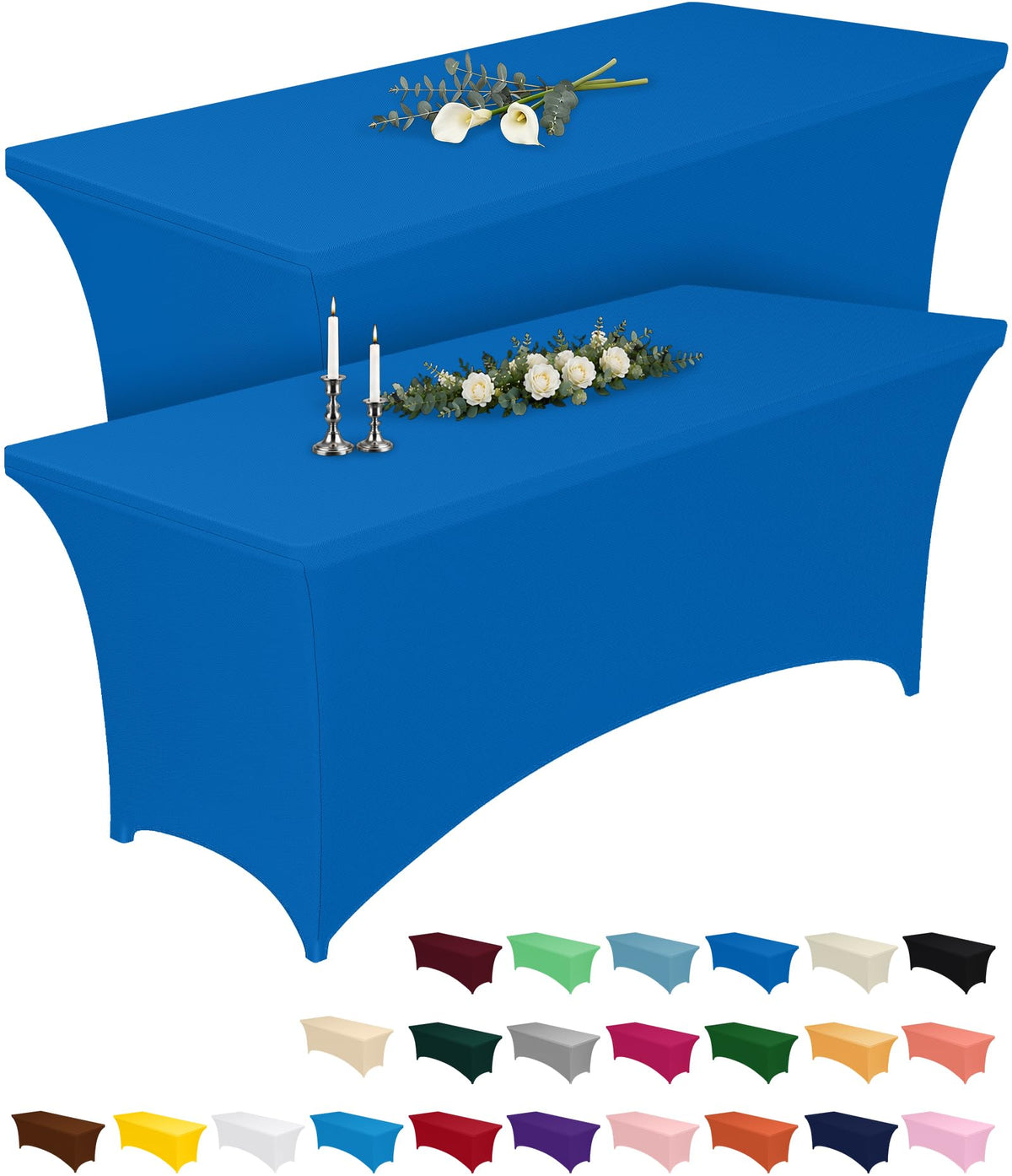2-Pack Fitted Spandex Tablecloths for Parties & Events