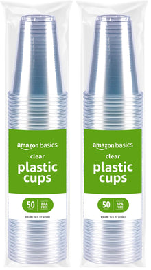Amazon Basics Clear Disposable Plastic Cups for Parties