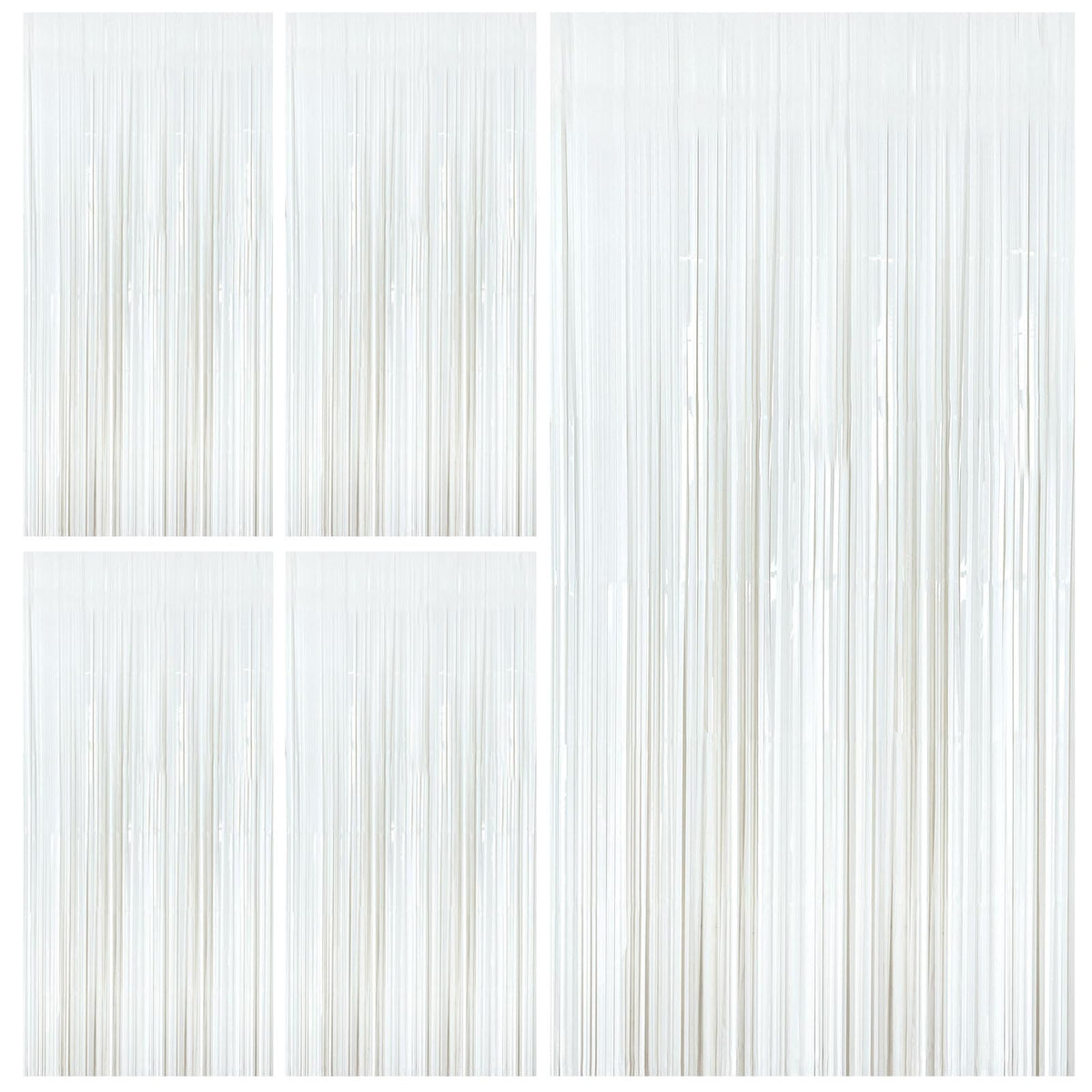 Wavy Metallic Tinsel Fringe Backdrop Curtain for Parties