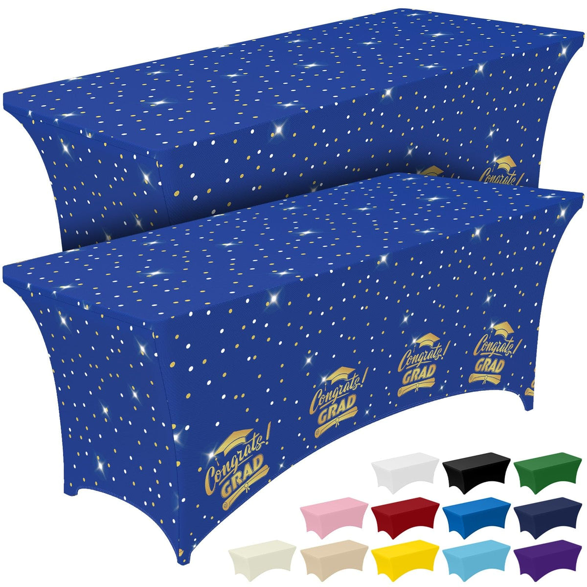 2-Pack Fitted Spandex Tablecloths for Parties & Events