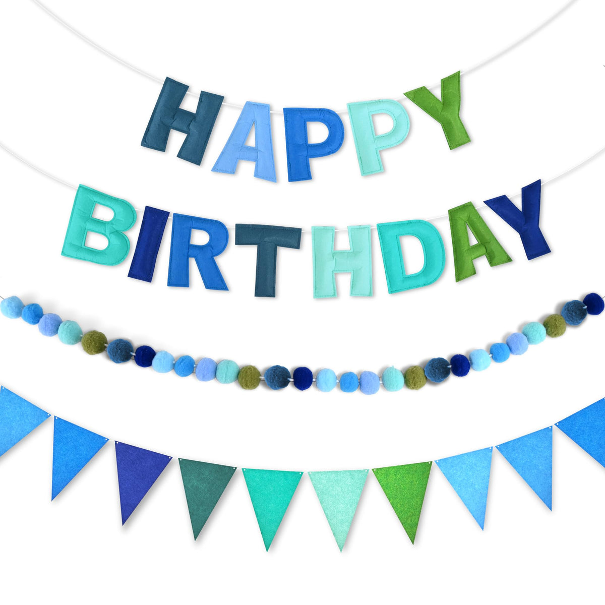 3-Piece Pre-Strung 3D Happy Birthday Banner Set