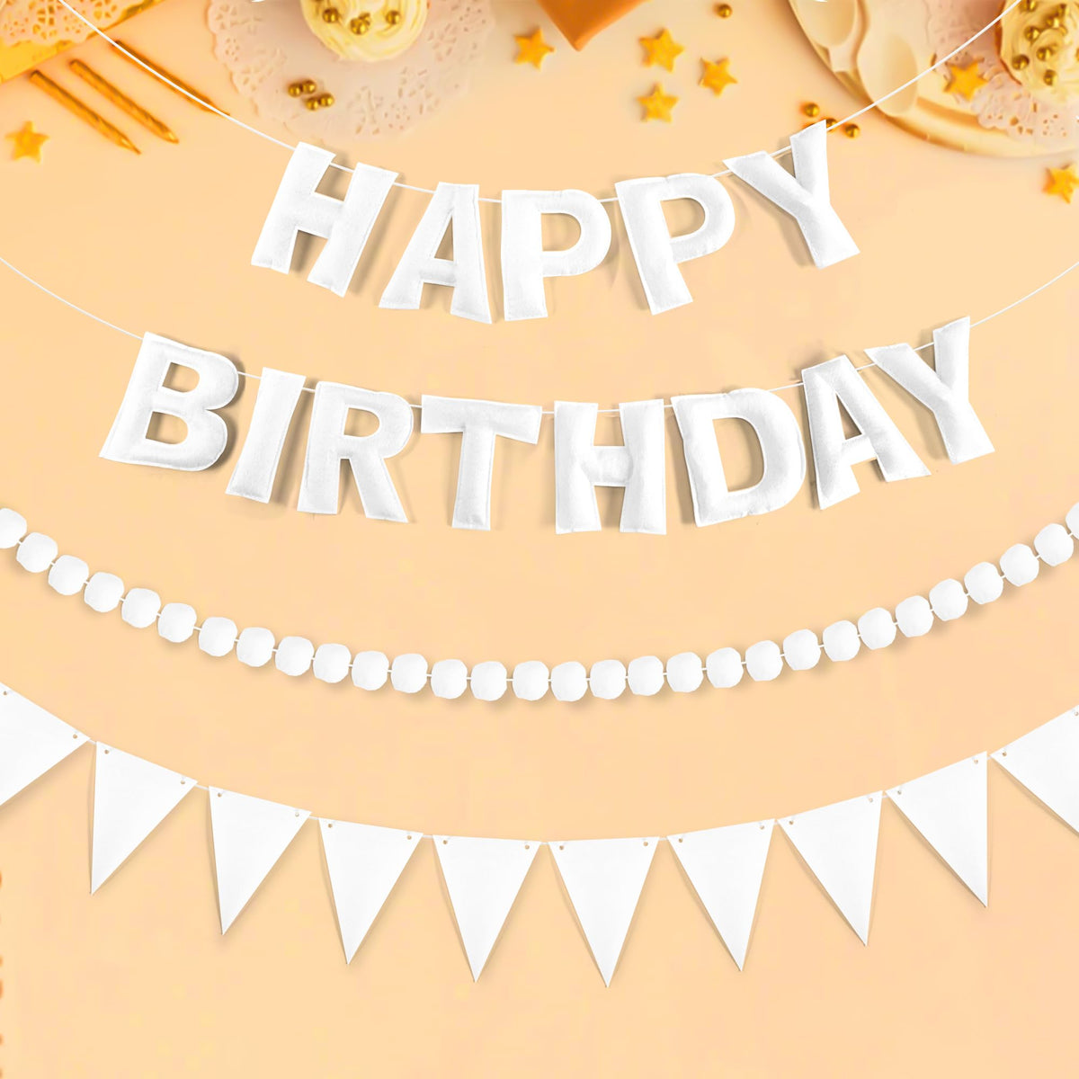 3-Piece Pre-Strung 3D Happy Birthday Banner Set