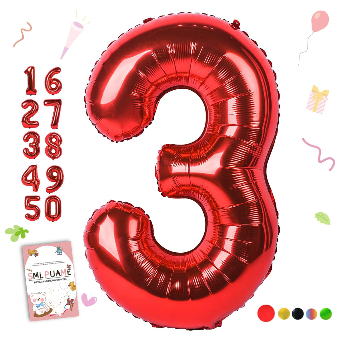 40-Inch Jumbo Foil Number Balloon for Birthday Parties