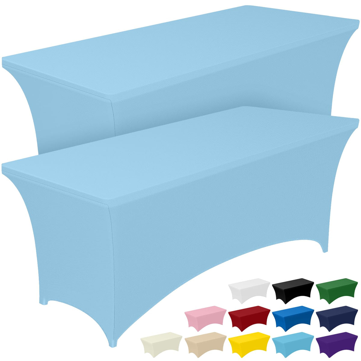 2-Pack Fitted Spandex Tablecloths for Parties & Events