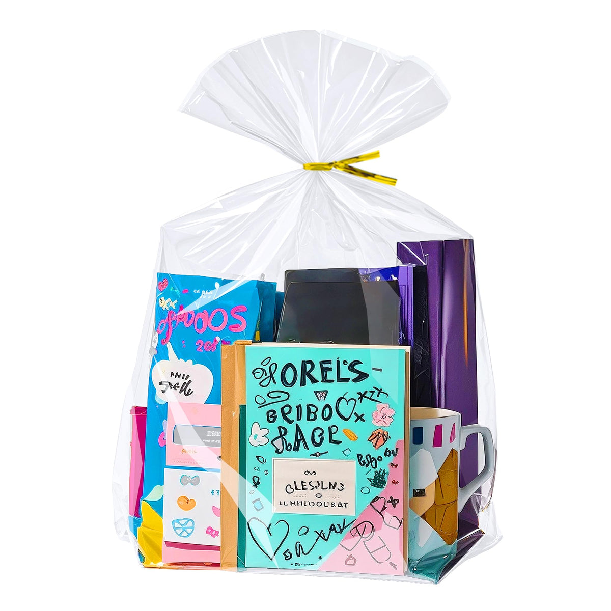 Clear Stand-Up Cellophane Gift Bags with Ties for Party Favors