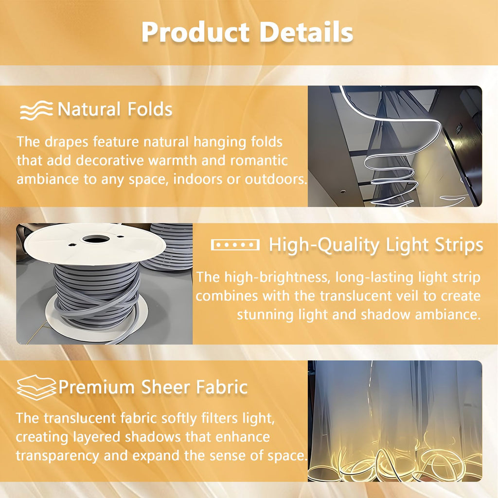 Wedding Ceiling Drapery Light Strip for Party Decor