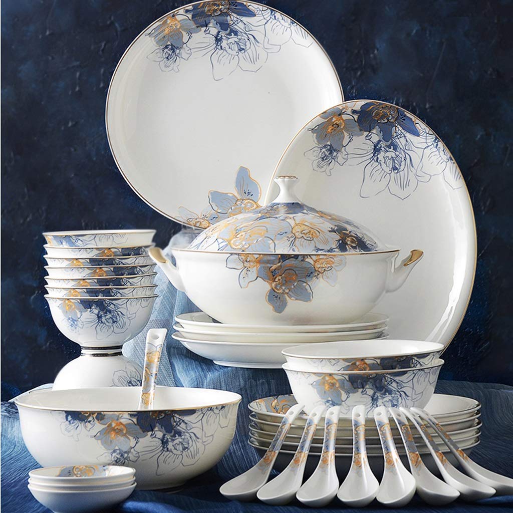 Ceram Plates 46pcs Porcelain Sunshine Kitchen Utensil Set Dinnerware Set Bone China Dishes Fancy Plates and Bowls Set