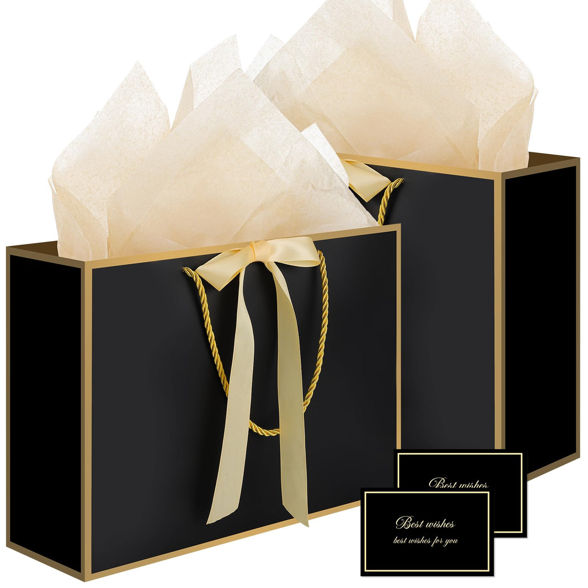 2-Piece Medium Gift Bag Set with Tissue Paper & Cards