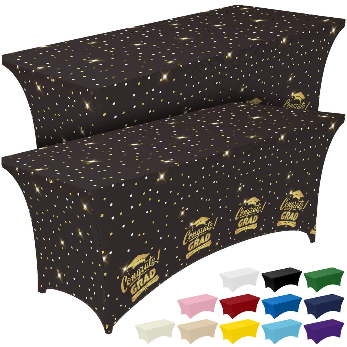 2-Pack Fitted Spandex Tablecloths for Parties & Events