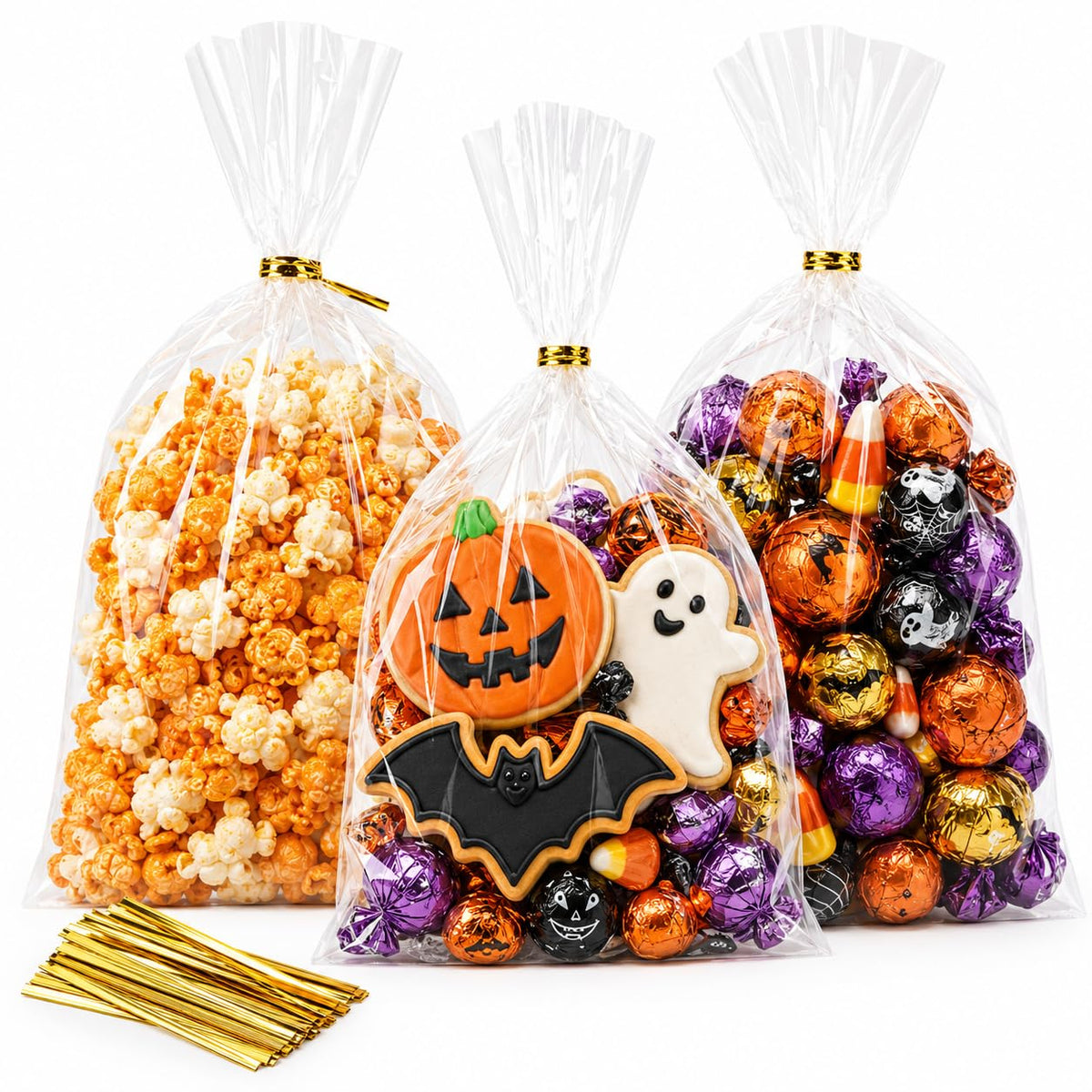 Clear Cellophane Treat Bags with Twist Ties for Party Favors
