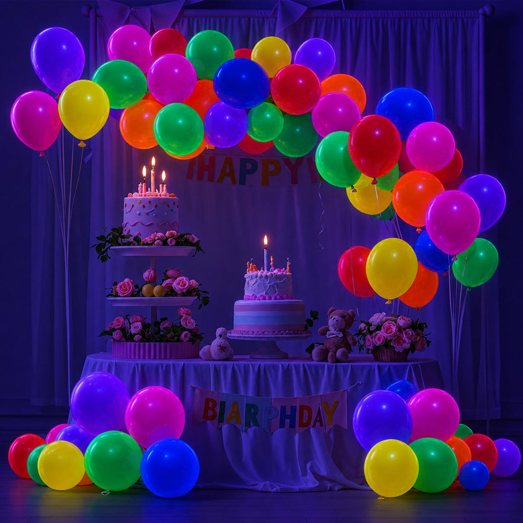 UV Neon Glow Balloons for Blacklight Parties & Events