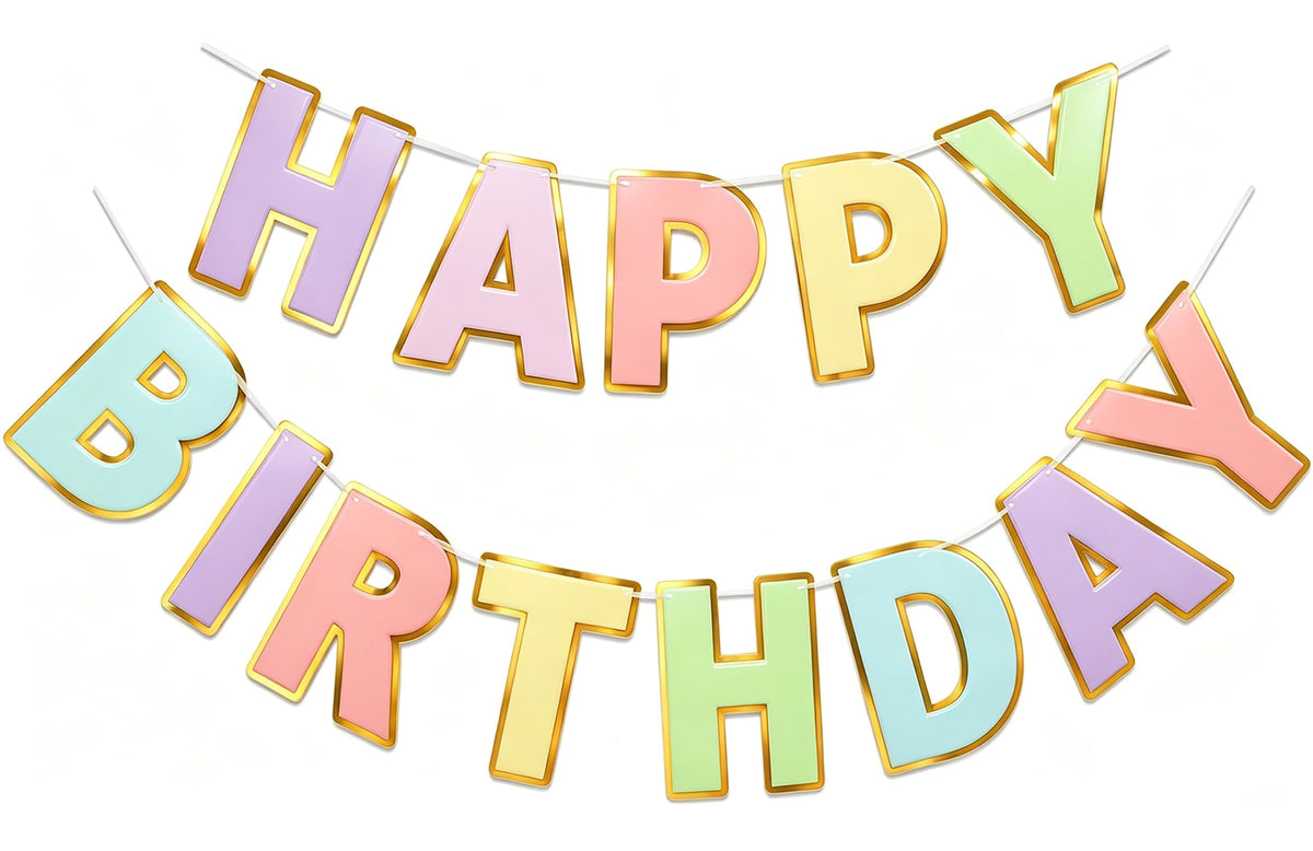 Pre-Strung Happy Birthday Bunting Banner for Party Decor