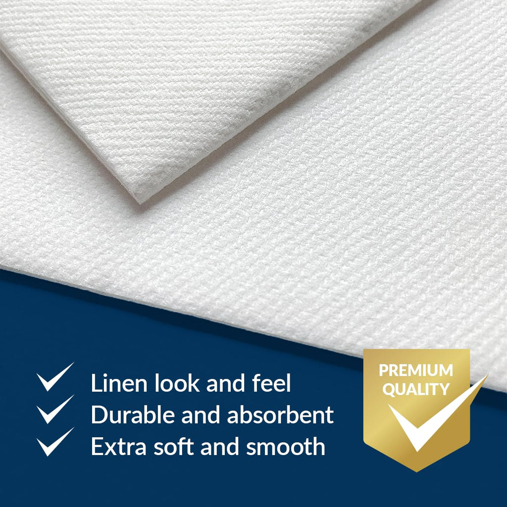PAW - Linen Feel Napkins with Built-in Flatware Pocket, Airlaid Paper Pre-Folded Napkins