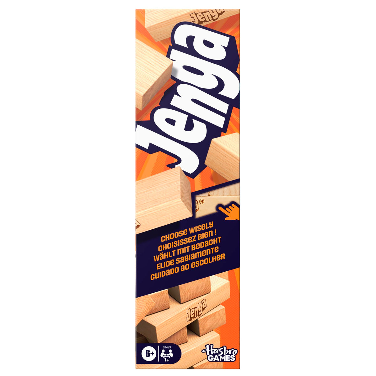 Classic Jenga Wood Block Stacking Party Game with Digital Die