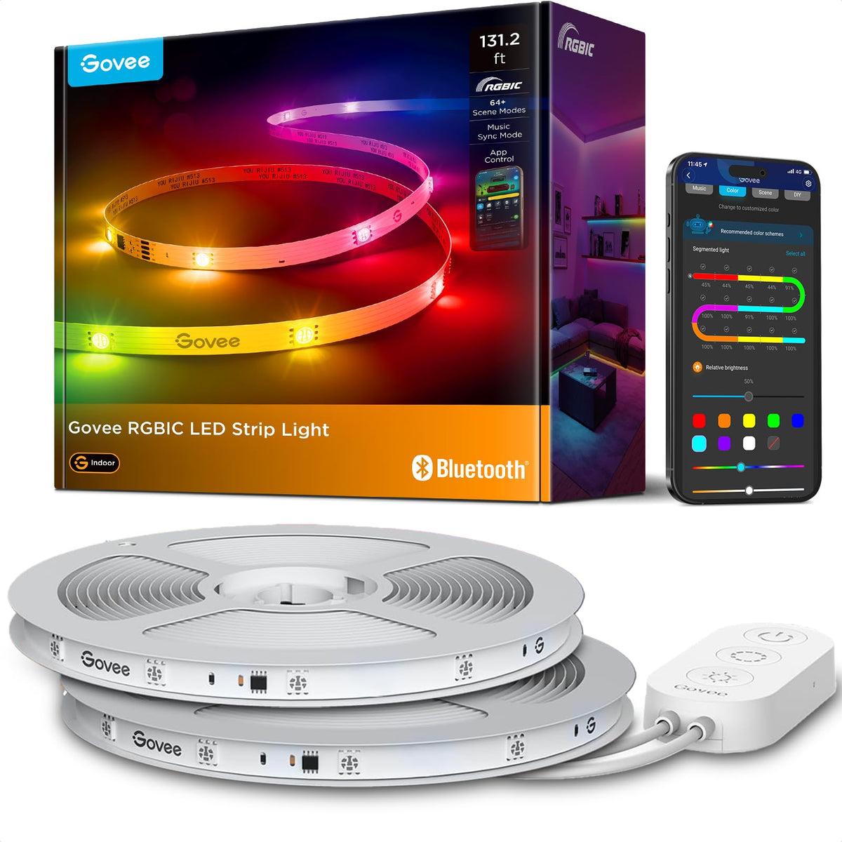 Smart RGBIC LED Strip Lights with Bluetooth Control