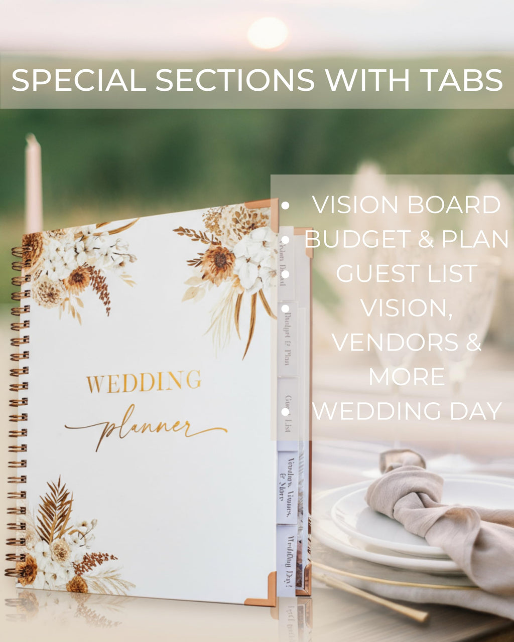 Boho Wedding Planner Book & Countdown Organizer