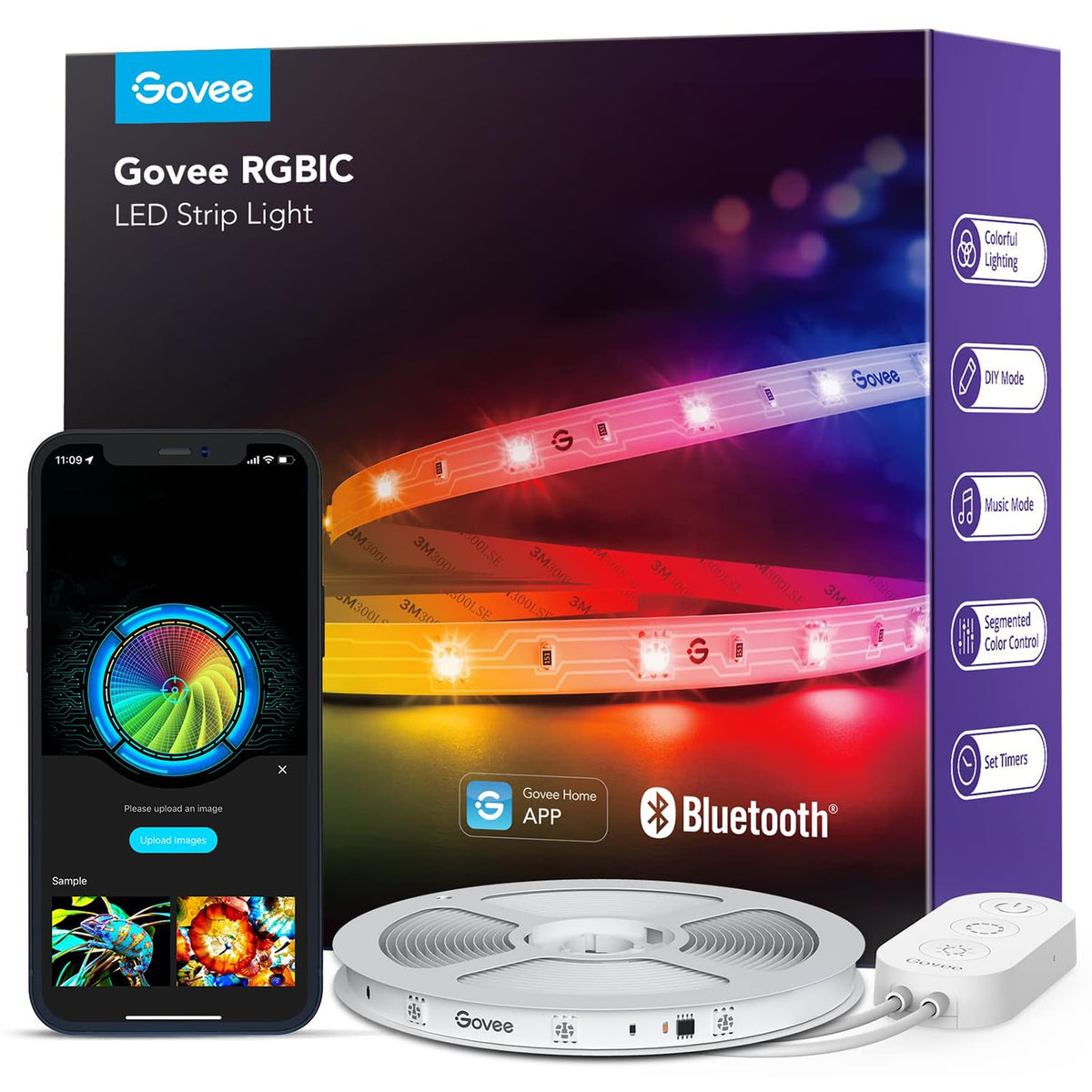Smart RGBIC LED Strip Lights with Bluetooth Control