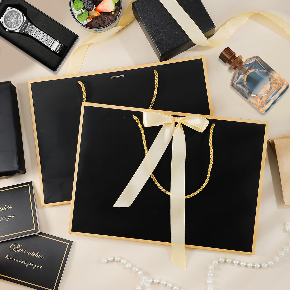 2-Piece Medium Gift Bag Set with Tissue Paper & Cards