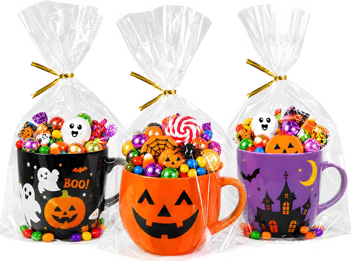 Clear Stand-Up Cellophane Gift Bags with Ties for Party Favors