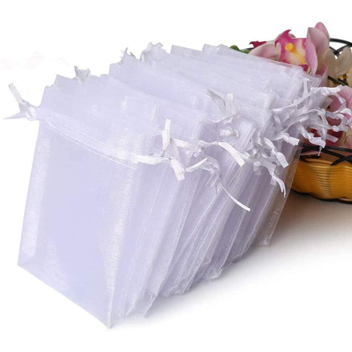 4 x 4.7-Inch Sheer Organza Favor Bags for Weddings
