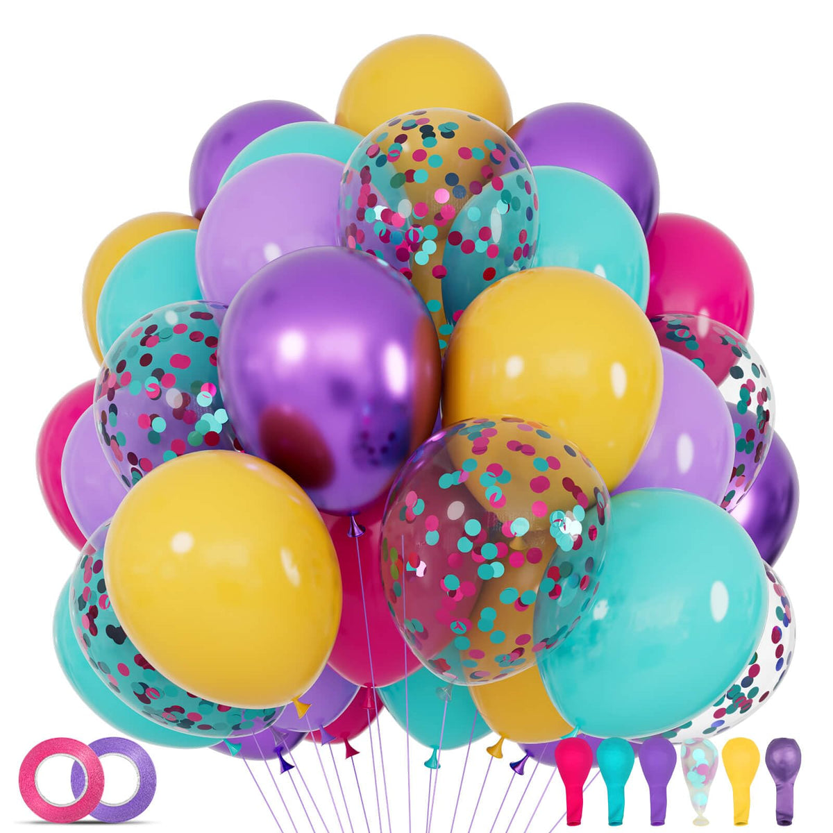 68-Piece 12-Inch Balloon Kit with Ribbons for Parties