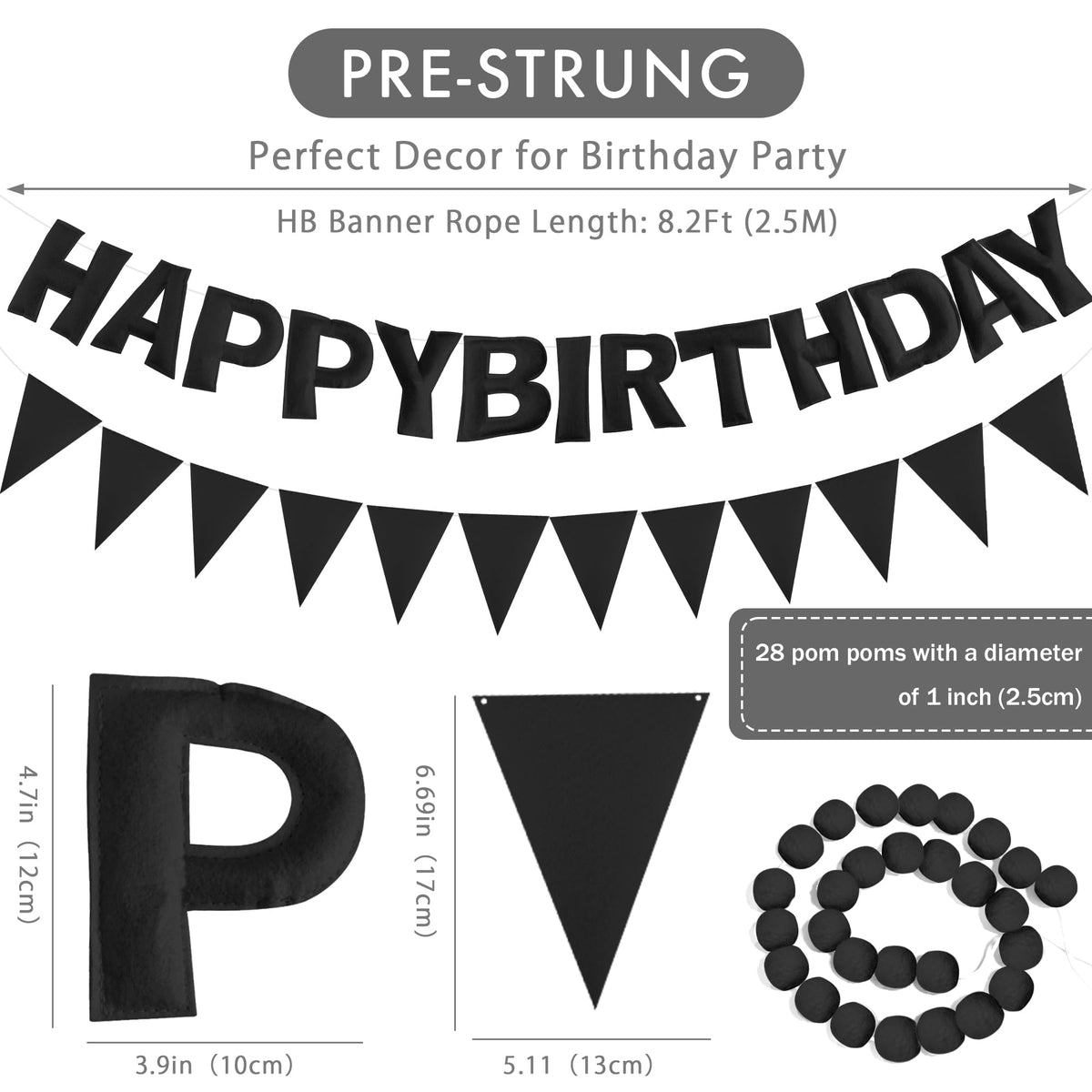 3-Piece Pre-Strung 3D Happy Birthday Banner Set