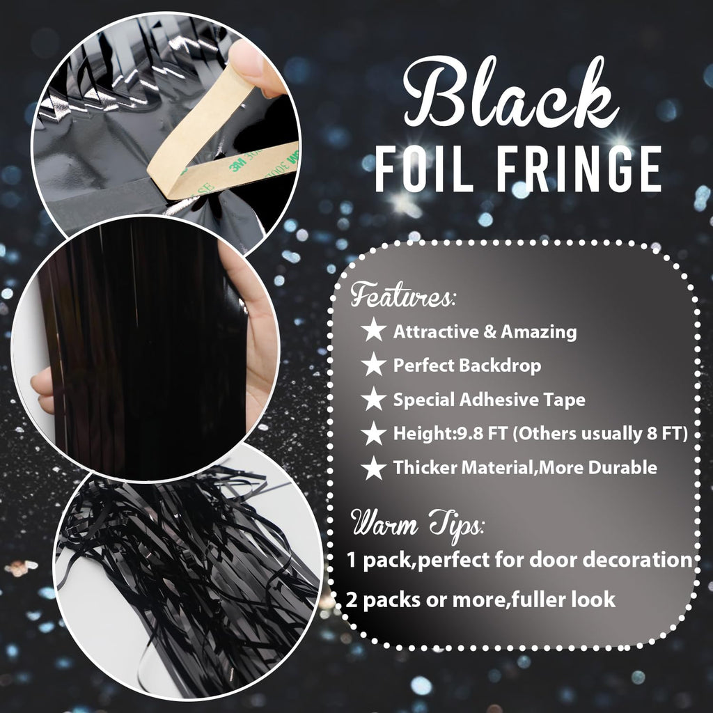 Metallic Tinsel Fringe Backdrop Curtain for Party Events