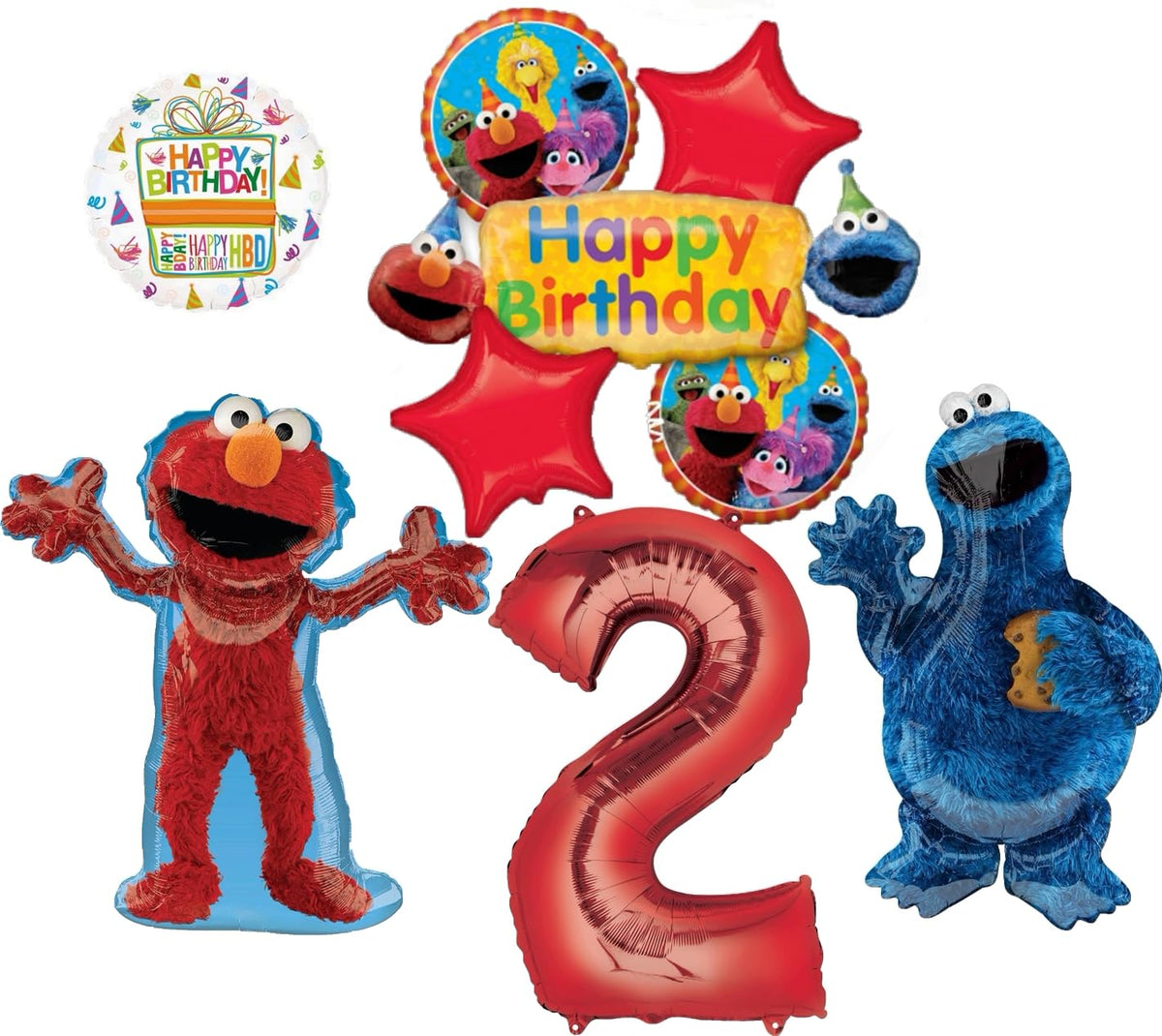 Sesame Street Elmo & Cookie Monster 2nd Birthday Balloon Set