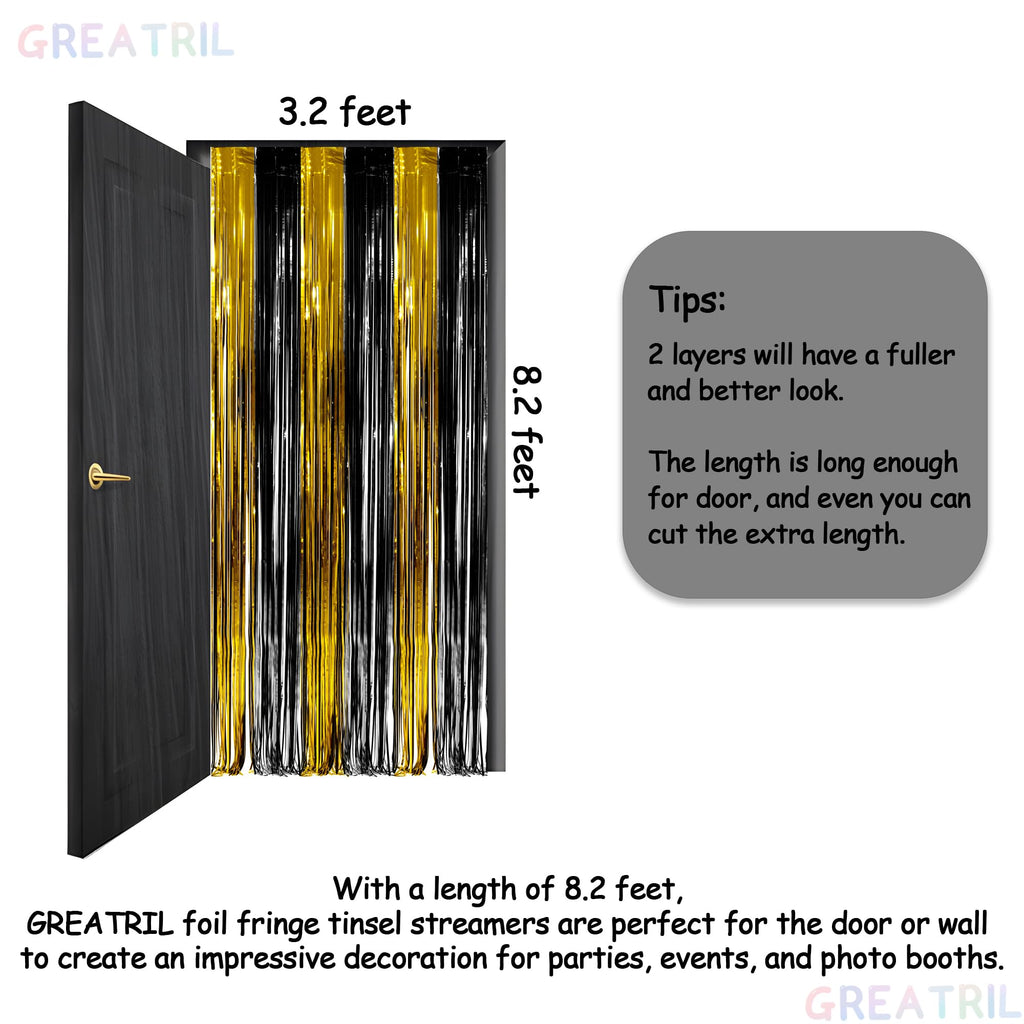 2-Pack Foil Fringe Backdrop Curtains for Party Events